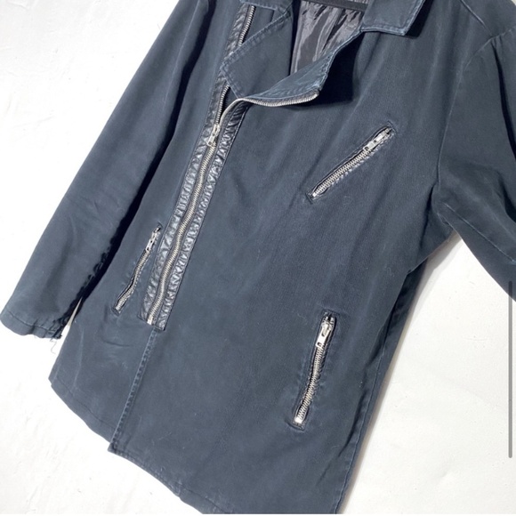 Urban Black Canvas Zip Up Pea Coat L - Picture 7 of 14